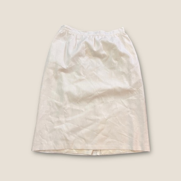 Vintage 70s Rrrrruss Russ Togs Midi Pencil Skirt Linen Off White 16 - Picture 1 of 8